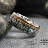 Whiskey Barrel Abalone Deer Antler Tungsten Ring- Custom Order