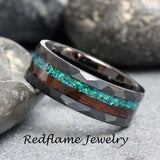 Hawaii Blue Opal Koa Wood Tungsten Ring- Custom Order