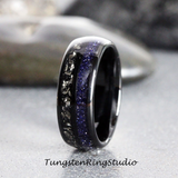 Meteorite Nebula Black Tungsten Ring 6 mm