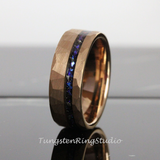 Meteorite Nebula Hammered Rose Gold Tungsten Ring