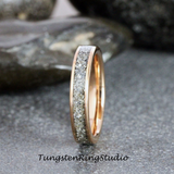 4mm German Glass Flat Rose Gold Tungsten Carbide Ring 4mm 6 mm 8mm