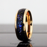 Meteorite Nebula Rose Gold Tungsten Ring 8mm