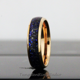 Meteorite Nebula Rose Gold Tungsten Ring 8mm