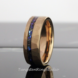 Meteorite Nebula Hammered Rose Gold Tungsten Ring