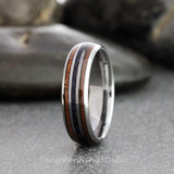Nebula Blue Stone and Koa Wood Tungsten Ring 6mm