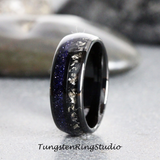 Meteorite Nebula Black Tungsten Ring 6 mm