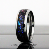 Meteorite Nebula Silver Gray Tungsten Ring 8mm