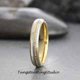 6mm Mother of Pearl Meteorite Yellow Gold Tungsten Ring