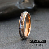Abalone and Deer Antler Tungsten Carbide Ring - Custom Order