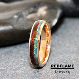 Natural Turquoise Koa Wood Tungsten Ring- Custom Order