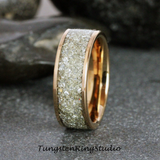 4mm German Glass Flat Rose Gold Tungsten Carbide Ring 4mm 6 mm 8mm