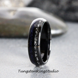 Meteorite Nebula Black Tungsten Ring 6 mm