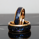 Meteorite Nebula Rose Gold Tungsten Ring 8mm