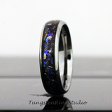 Meteorite Nebula Silver Gray Tungsten Ring 8mm