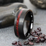Red Garnet Brushed Tungsten Ring- Custom Order