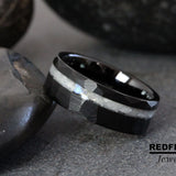 Rainbow Moonstone Hammered Tungsten Ring- Custom Order