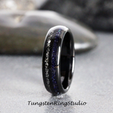 Meteorite Nebula Black Tungsten Ring 6 mm