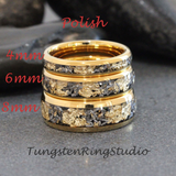 18K Gold Leaf Yellow Gold Tungsten Carbide Ring 8mm
