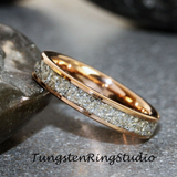 4mm German Glass Flat Rose Gold Tungsten Carbide Ring 4mm 6 mm 8mm