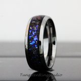 Meteorite Nebula Silver Gray Tungsten Ring 8mm