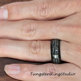 Meteorite Guitar String Polished Tungsten Ring