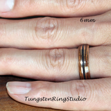 Nebula Blue Sandstone Koa Wood Rose Gold Tungsten Ring 8mm