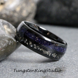 Meteorite Nebula Black Tungsten Ring 6 mm