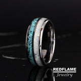 Turquoise Rainbow Moonstone Tungsten Carbide Ring- Custom Order