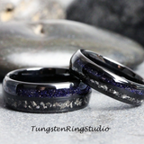 Meteorite Nebula Black Tungsten Ring 6 mm