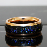 Meteorite Nebula Rose Gold Tungsten Ring 8mm