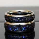 Meteorite Nebula Silver Gray Tungsten Ring 8mm