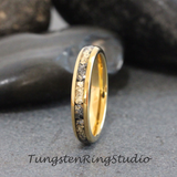 18K Gold Leaf Yellow Gold Tungsten Carbide Ring 8mm