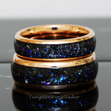 Meteorite Nebula Rose Gold Tungsten Ring 8mm