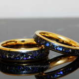 Meteorite Nebula Rose Gold Tungsten Ring 4mm