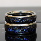 Meteorite Nebula Silver Gray Tungsten Ring 8mm