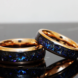 Meteorite Nebula Rose Gold Tungsten Ring 8mm