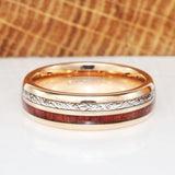 Koa Wood Hawaiian Rose Gold Tungsten Carbide Ring