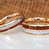 Koa Wood Hawaiian Rose Gold Tungsten Carbide Ring