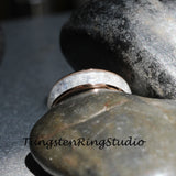 Silver Gray Rainbow Moonstone Tungsten Carbide Ring