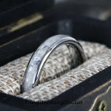 Silver Gray Rainbow Moonstone Tungsten Carbide Ring