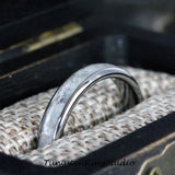 Silver Gray Rainbow Moonstone Tungsten Carbide Ring