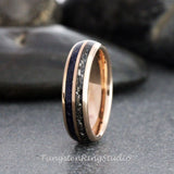 Meteorite Nebula Rose Gold Tungsten Ring 6mm
