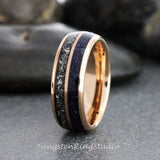 Meteorite Nebula Rose Gold Tungsten Ring 6mm