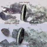 Green Emerald Coffee Silver Gray Tungsten Carbide Rings - Custom Order