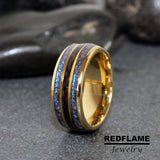 our Own Hair Victorian Alexandrite Hairwork Woven Yellow Glod Tungsten Carbide Rings - Custom Order