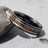 Dinosaur Bone Meteorite Nebula Black Tungsten Carbide Ring- Custom Order