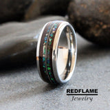 Meteorite opal guitar string Silver Gray Gibeon Tungsten Carbide Rings - Custom Order