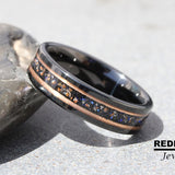 Dinosaur Bone Meteorite Nebula Black Tungsten Carbide Ring- Custom Order