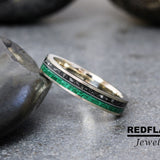 Solid 10K White Gold Ring Set Inlaid Tungsten Carbide Rings - Custom Order