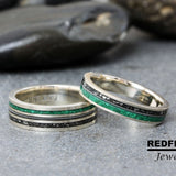 Solid 10K White Gold Ring Set Inlaid Tungsten Carbide Rings - Custom Order
